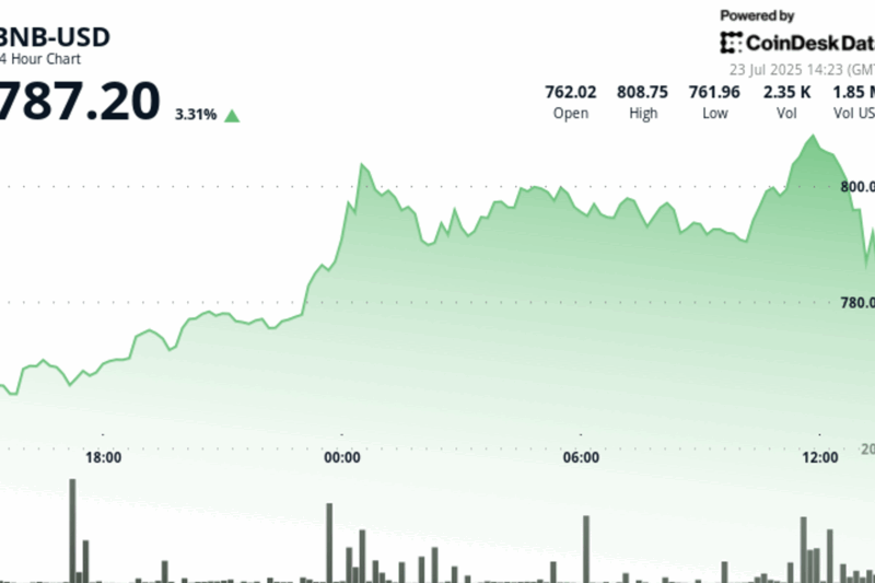 BNB Briefly Tops $800 as Investors Adopt Risk-On Attitude, Corporate Adoption Grows