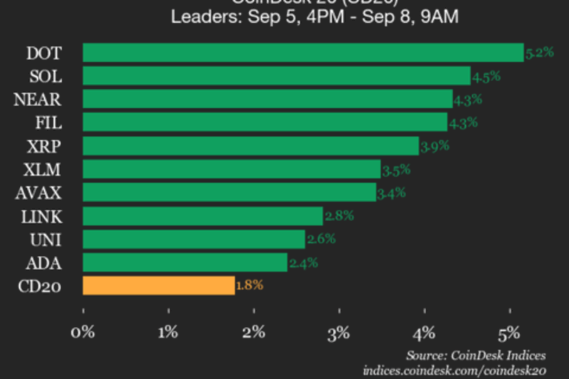 CoinDesk 20 Performance Update: Polkadot (DOT) Rose 5.2%, Leading Index Higher