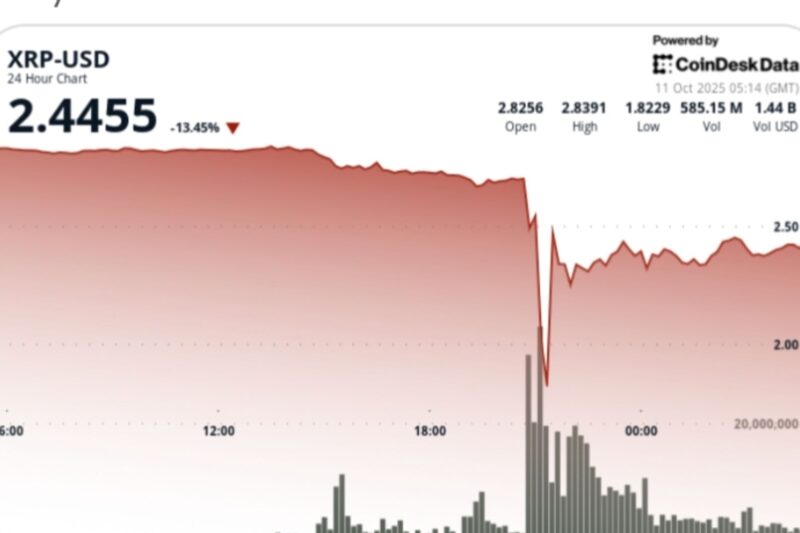 XRP Crashes 40%, Before Recovering, in Biggest One-Day Drop