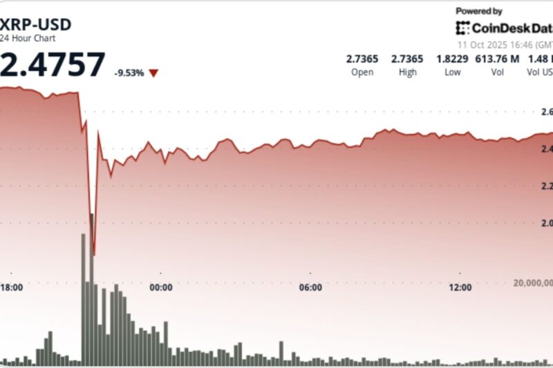XRP Rebounds Sharply After 41% Flash Crash, Reclaims $2.47 Support