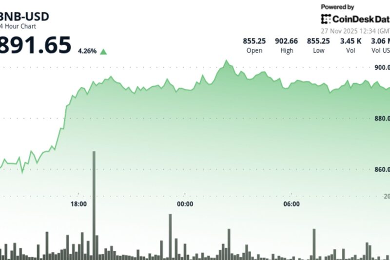 BNB Holds Below $900 Level as Onchain Activity Slumps, Network Updrages Loom