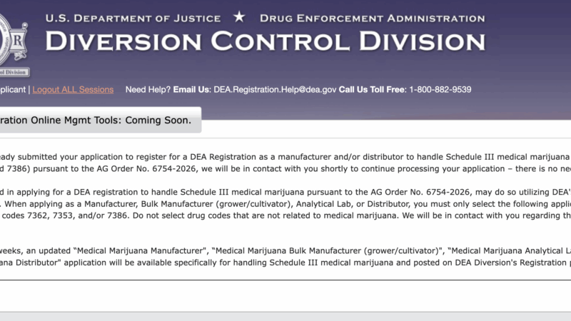 DEA Announces New Marijuana Registration Forms For Manufacturing, Distribution And Testing Businesses